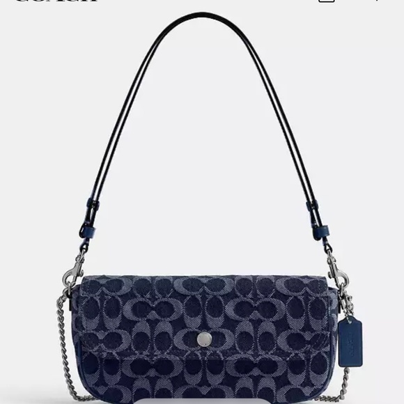Authentic Coach Brook Flap Chain bag in signature denim - Picture 1 of 4